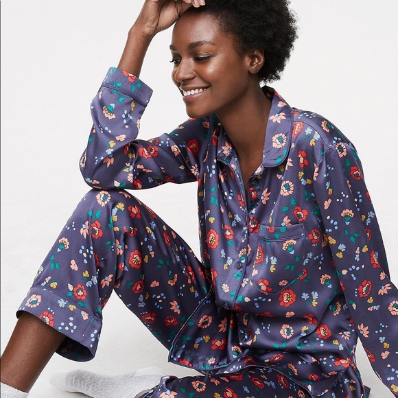 LOFT Other - LOFT Floral Purple Silky Pajamas